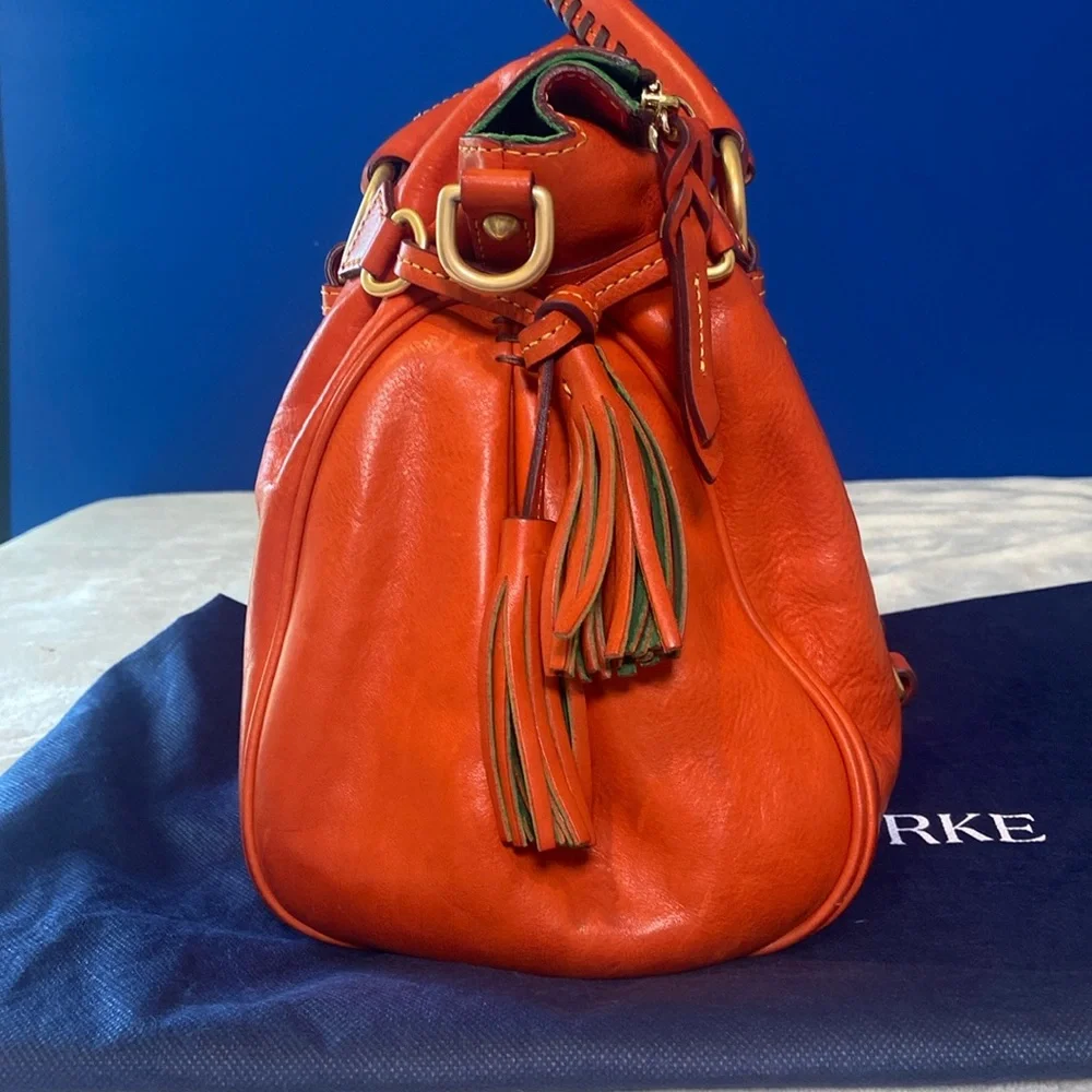 RARE! Dooney & Bourke Orange Florentine Leather Satchel w/Whipstitch Detail EUC! - Picture 7 of 16